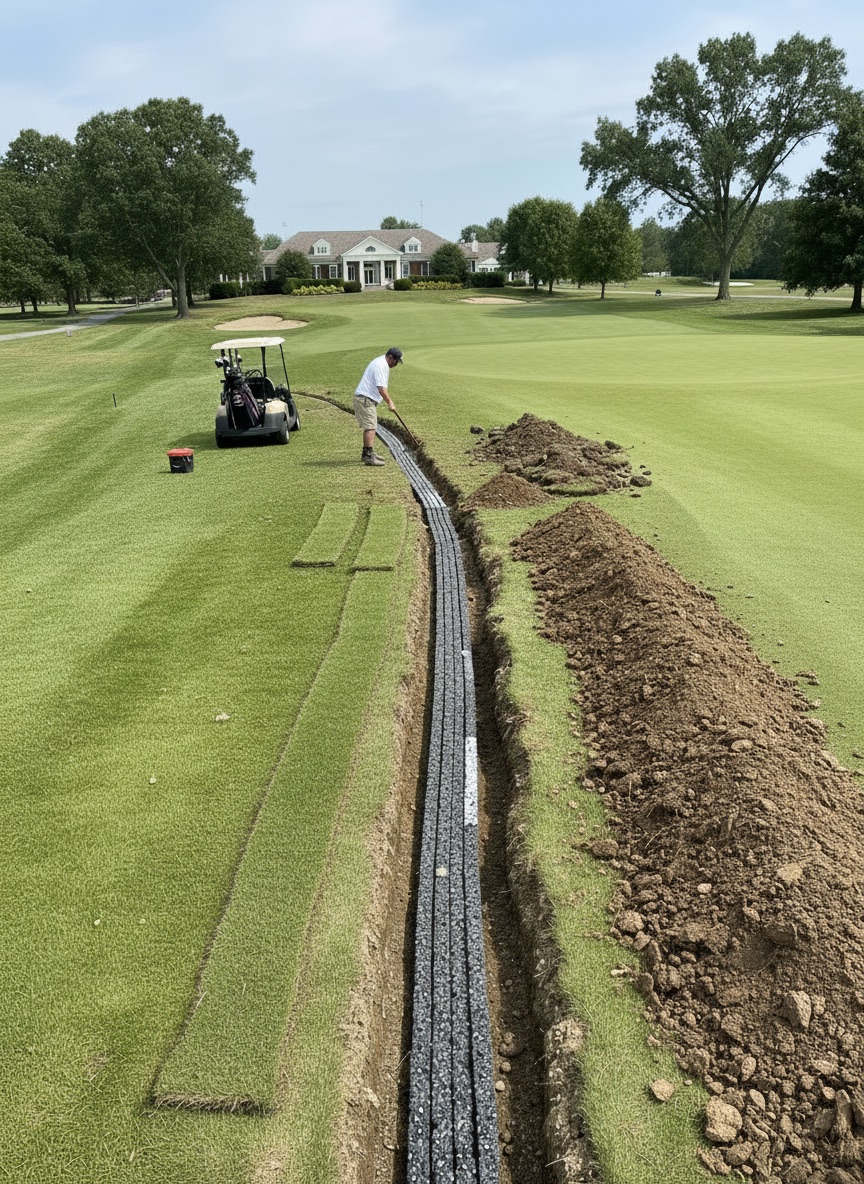 Golf course drainage system design Pennsylvania fairway greens installation